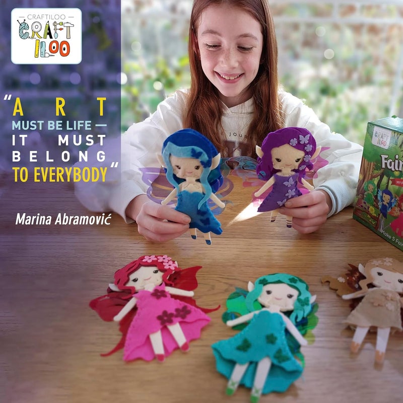 CRAFTILOO Fairy Elves Sewing Kit for Kids, Fun and Educational Fairytale Craft Set for Boys and Girls Age 7-12, Sew Your Own Felt Fairy Craft Kit for Beginners (Garden Rainbow Fairies Kit) - Image 2
